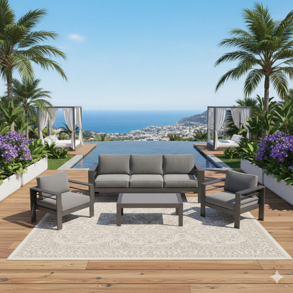 Outdoor Patio Set with All-Weather Cushions - Dark Gray