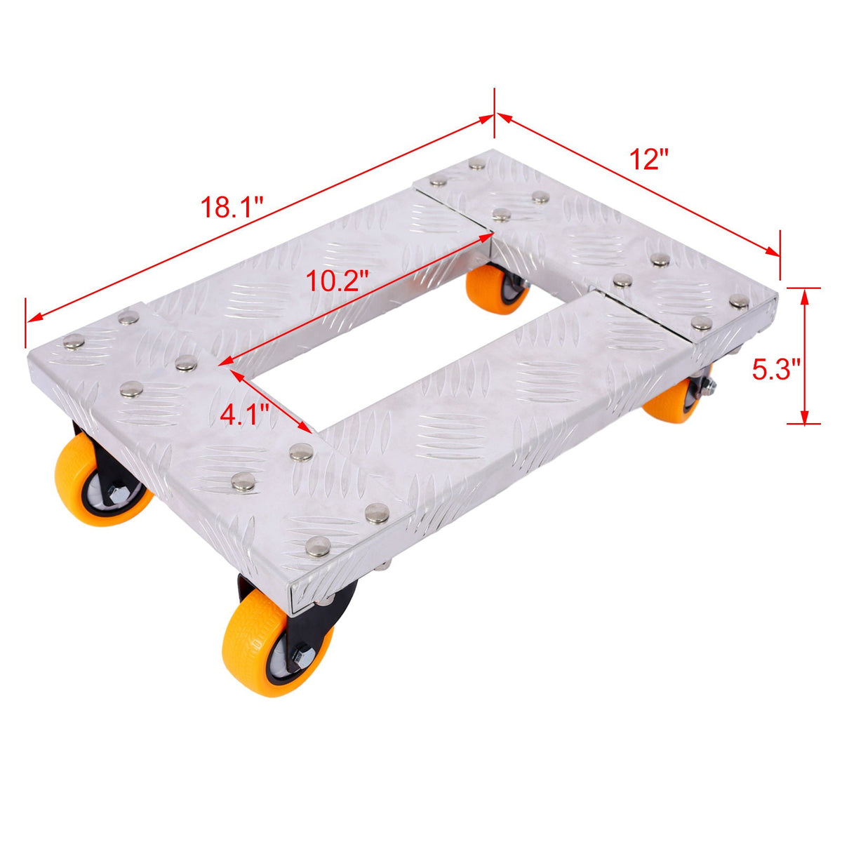 Heavy Duty Furniture Dolly Trolley Car with 3" TPU Casters - Pearl Silver