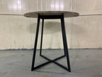 31.5 Inch Round Dining Table with Black Metal Legs - Brown