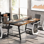 Modern Rectangular Conference Table for 6-8 People with Durable Frame - Dark Gray or Dark Brown