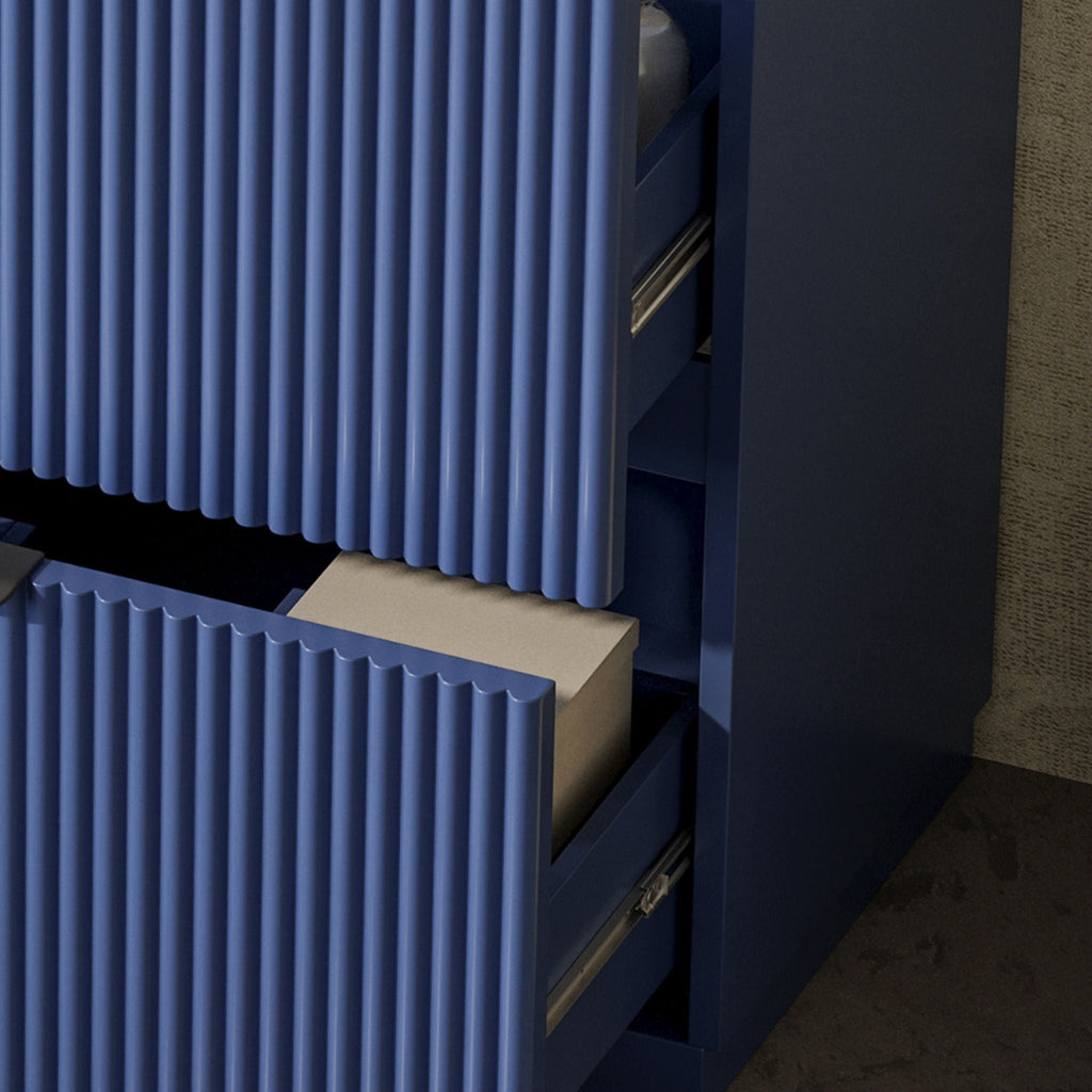 Fluted Bathroom Vanity with Ceramic Sink and Moisture-Proof Cabinet - 30" Wide