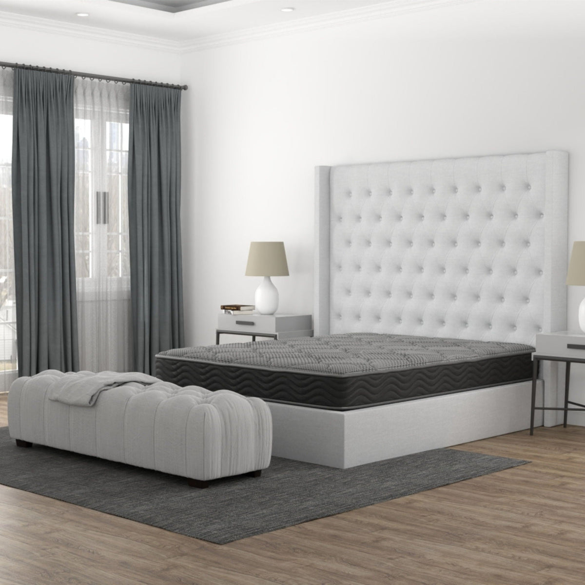 8" Pocket Coil Hybrid Mattress with Firm Support - Dark Gray
