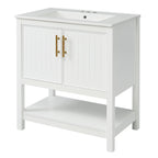 Elegant Bathroom Vanity with Ceramic Sink and Storage - White or Green