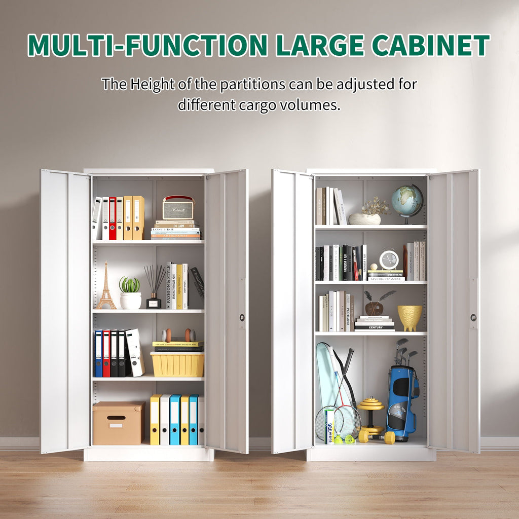 Heavy Metal Garage Storage Cabinet with Locking Doors - Black or White