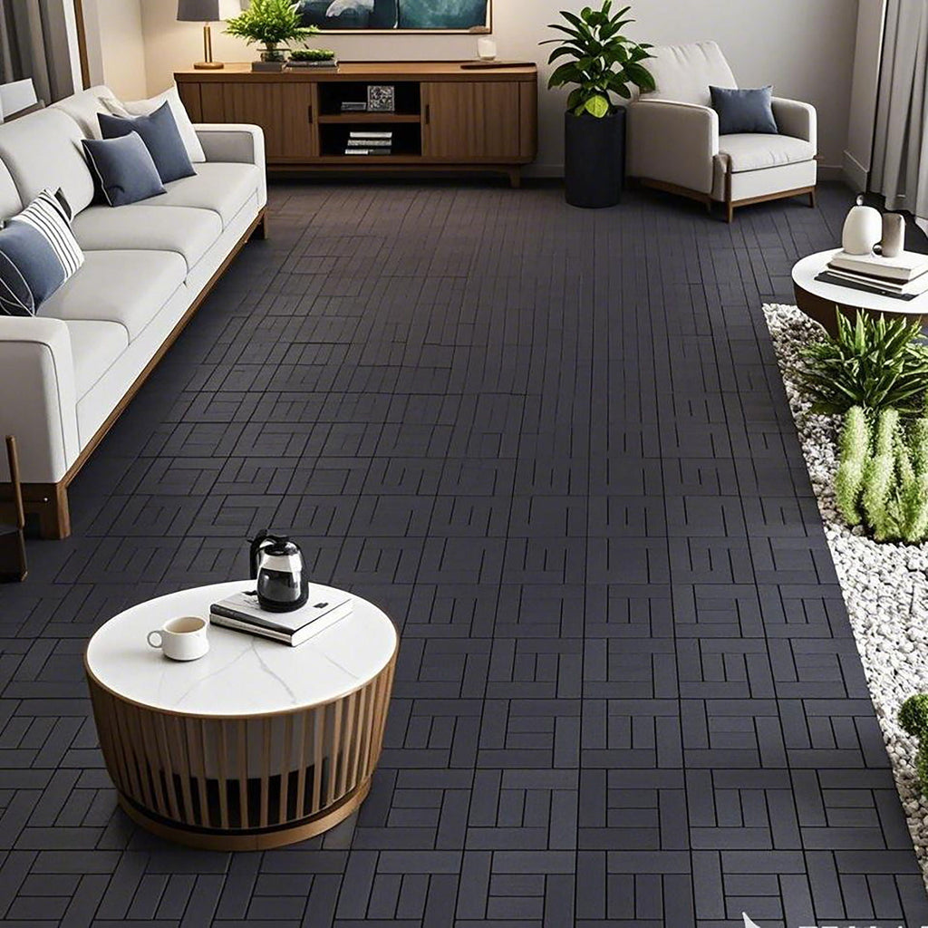Interlocking Deck Tiles with Anti-Slip Surface - Dark Gray or Dark Brown