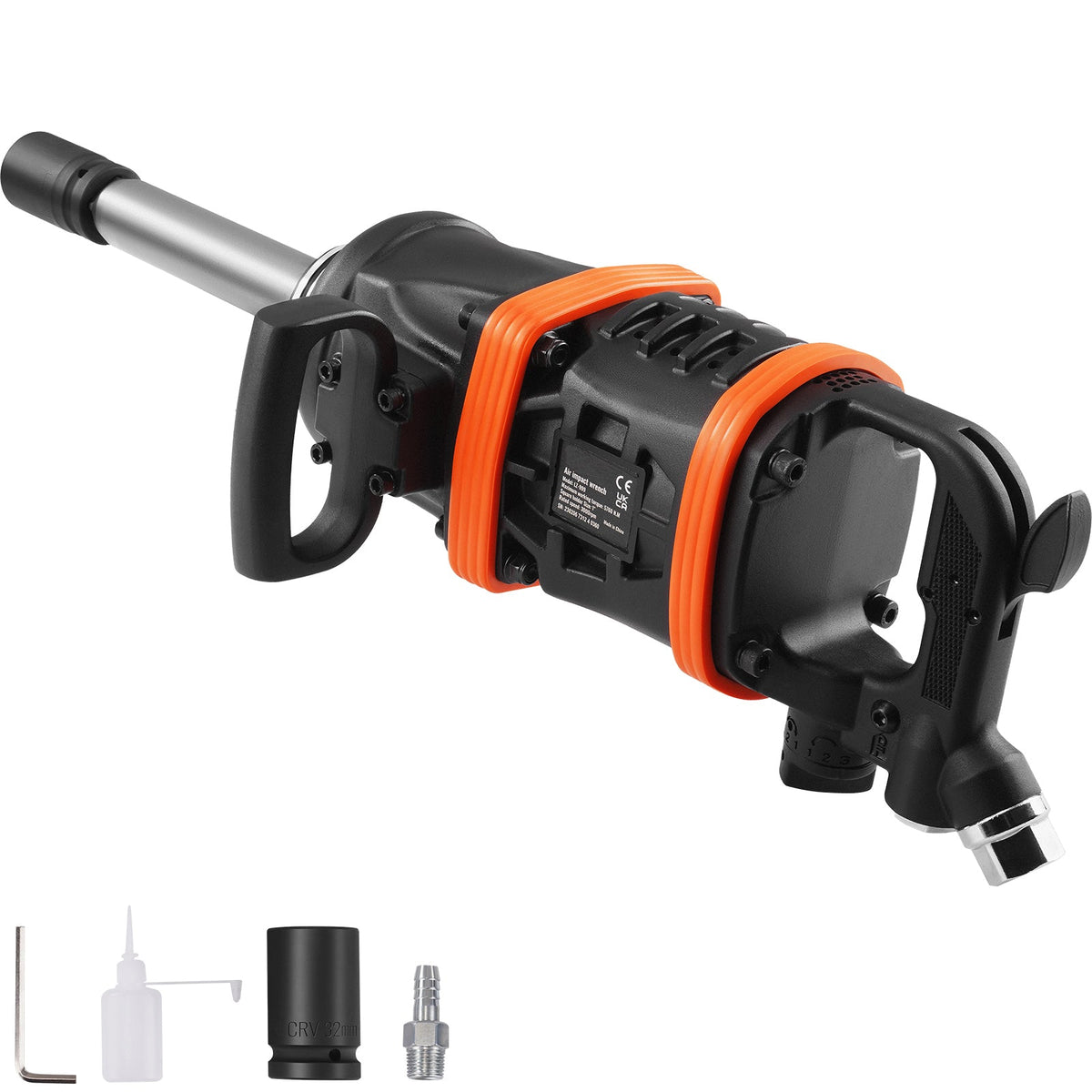 1 Inch Air Impact Wrench with Extended 8 Inch Anvil - 5175 ft-lbs Torque