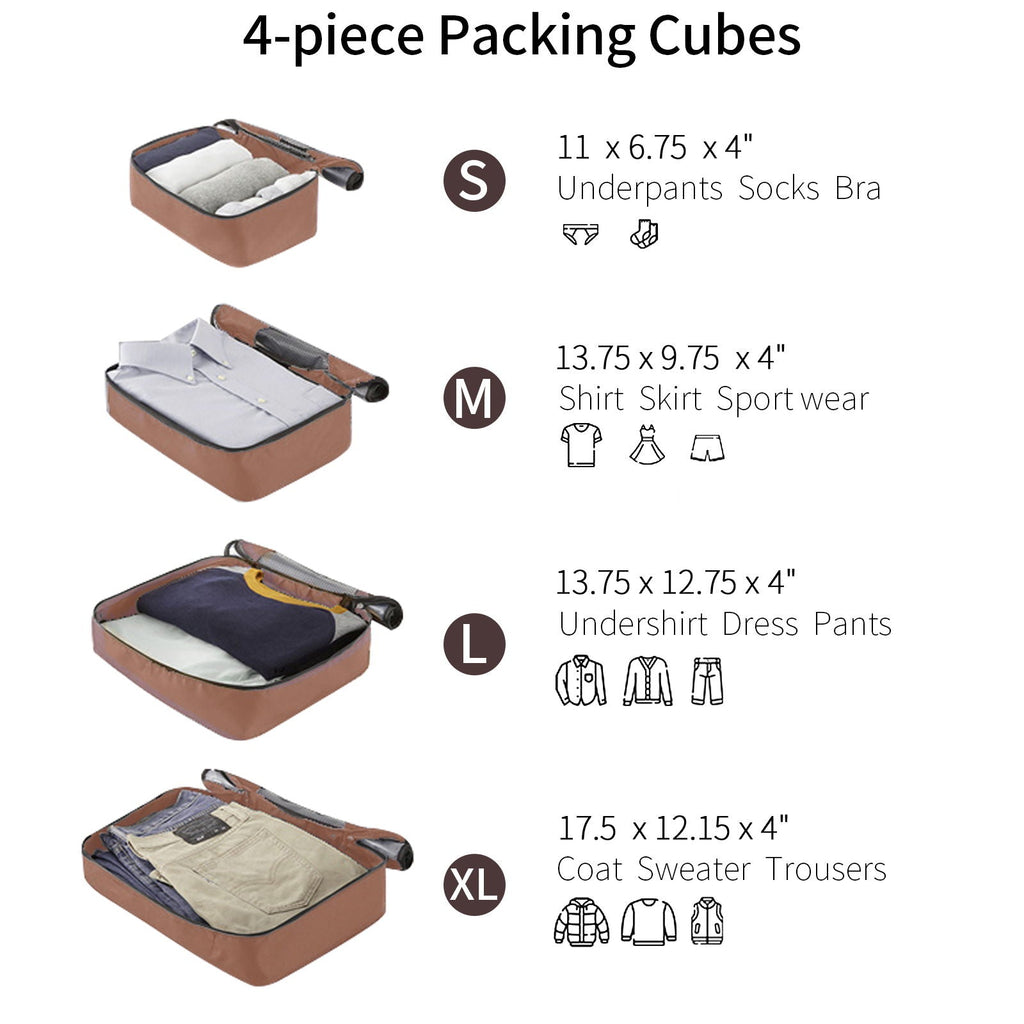 4 Piece Hard Shell Luggage Set with Spinner Wheels - Multiple Colors