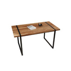Rectangular Wood Dining Table with Metal Legs - 4 to 6 Person Capacity