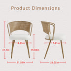 Wicker Dining Chairs - 2-Piece Set with Cushioned Cane Back - Brown