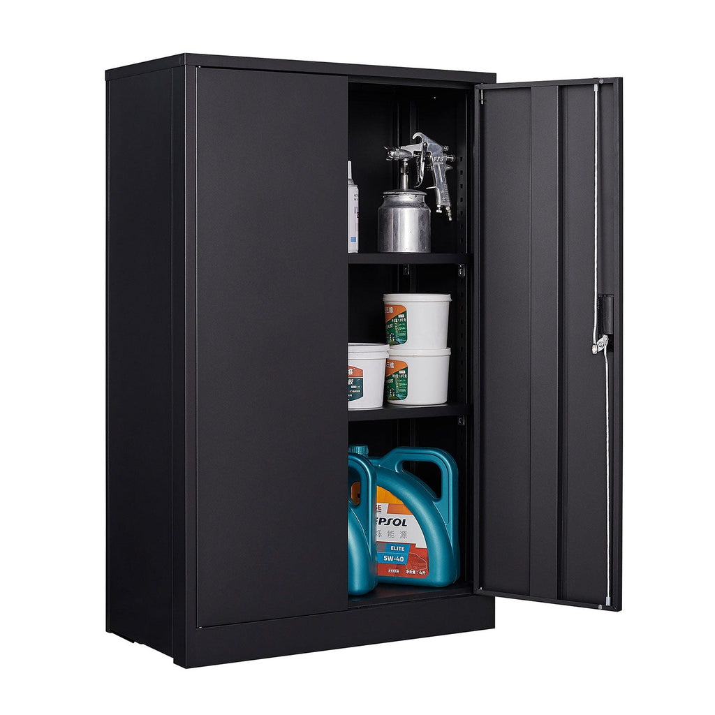 Metal Storage Cabinet With Locking Doors And Adjustable Shelf