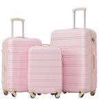 3 Piece Hardside Luggage Set with TSA Lock - Light Pink