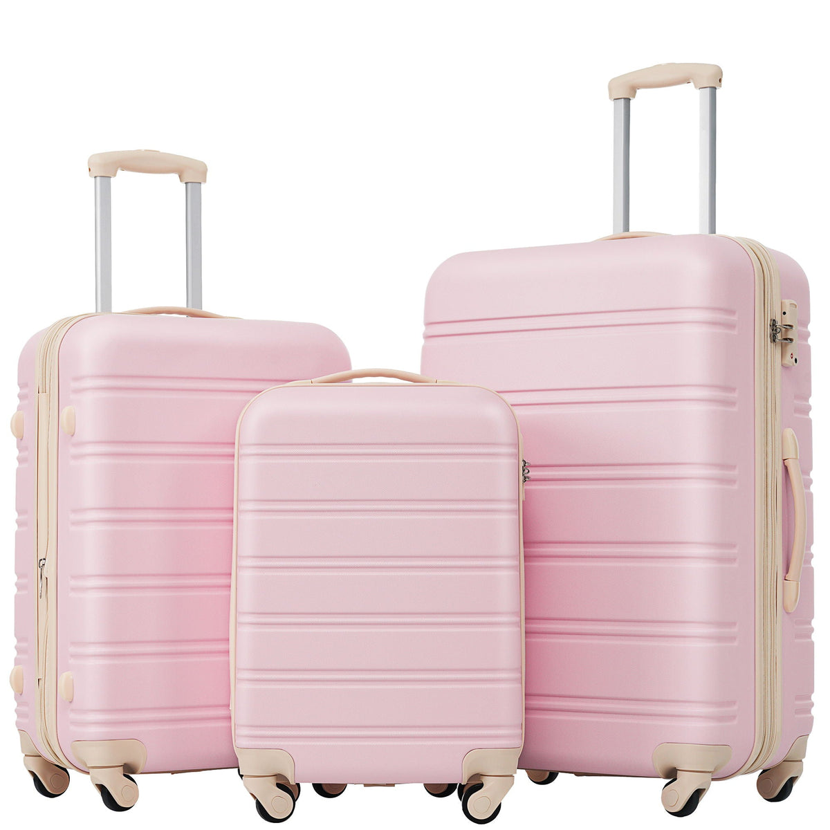3 Piece Hardside Luggage Set with TSA Lock - Light Pink