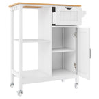 Kitchen Island Cart with Mobile Storage Cabinets - MDF & Metal