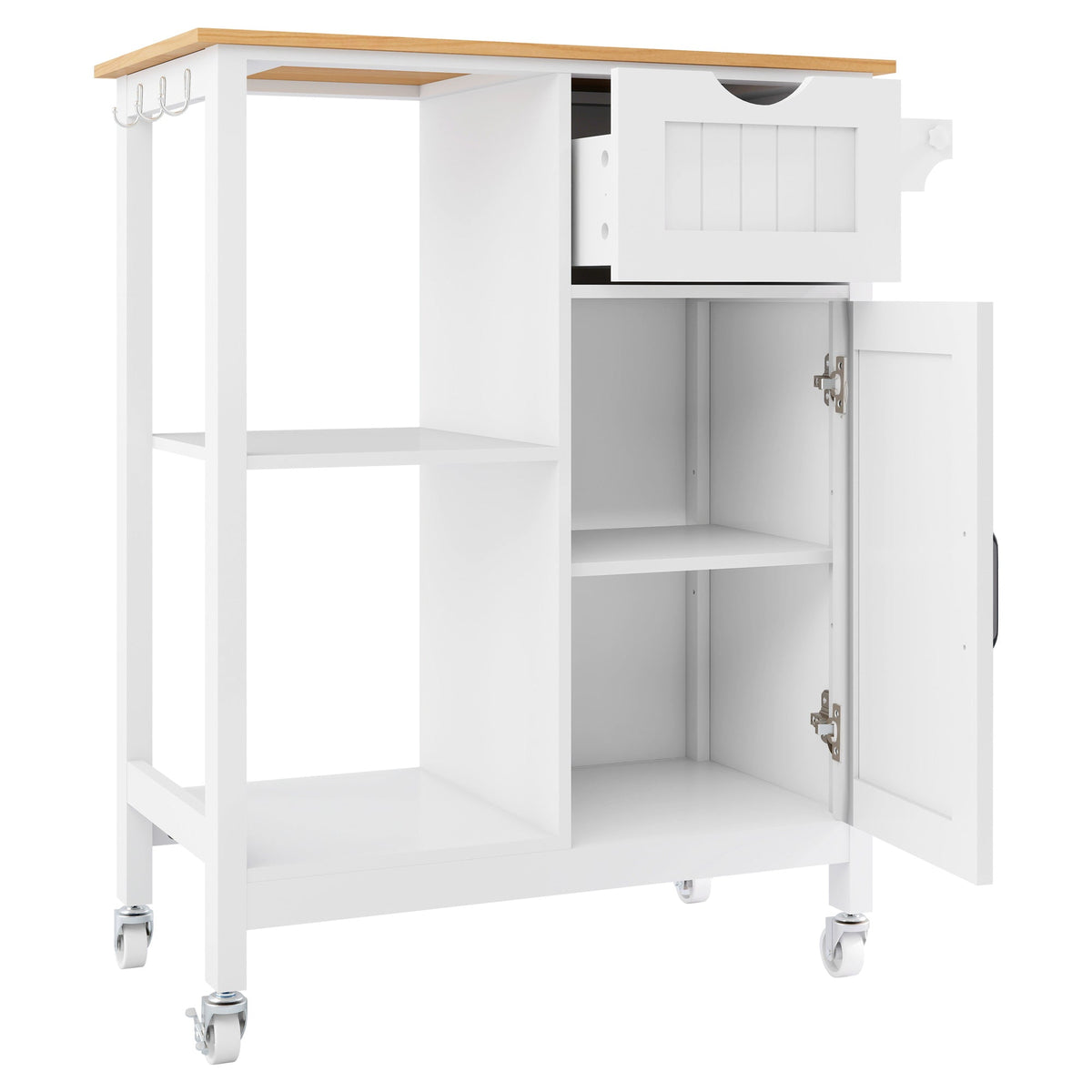 Kitchen Island Cart with Mobile Storage Cabinets - MDF & Metal