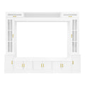 Wall Unit Entertainment Center with Glass Doors - White or Black
