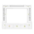 Wall Unit Entertainment Center with Glass Doors - White or Black