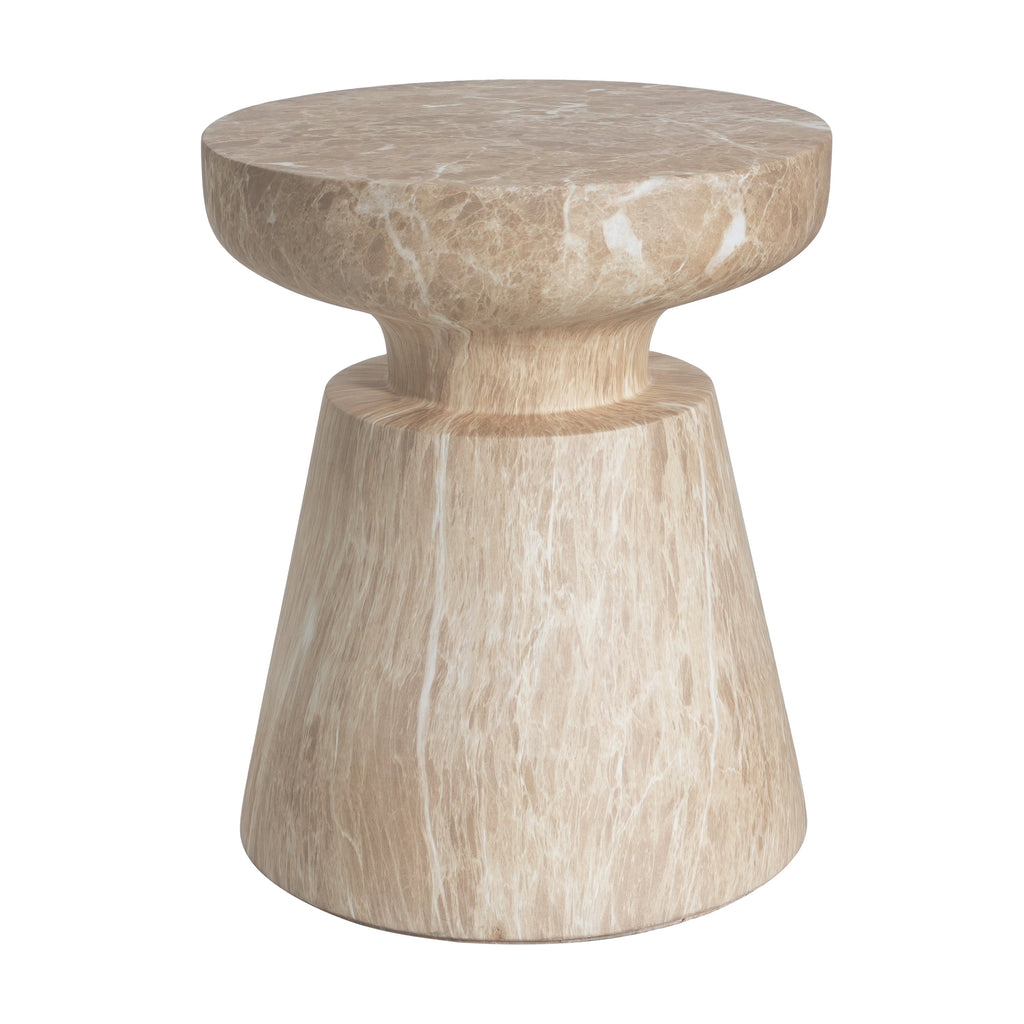Travertine Outdoor Side Table with Pedestal Base – Gold or White