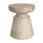 Travertine Outdoor Side Table with Pedestal Base – Gold or White