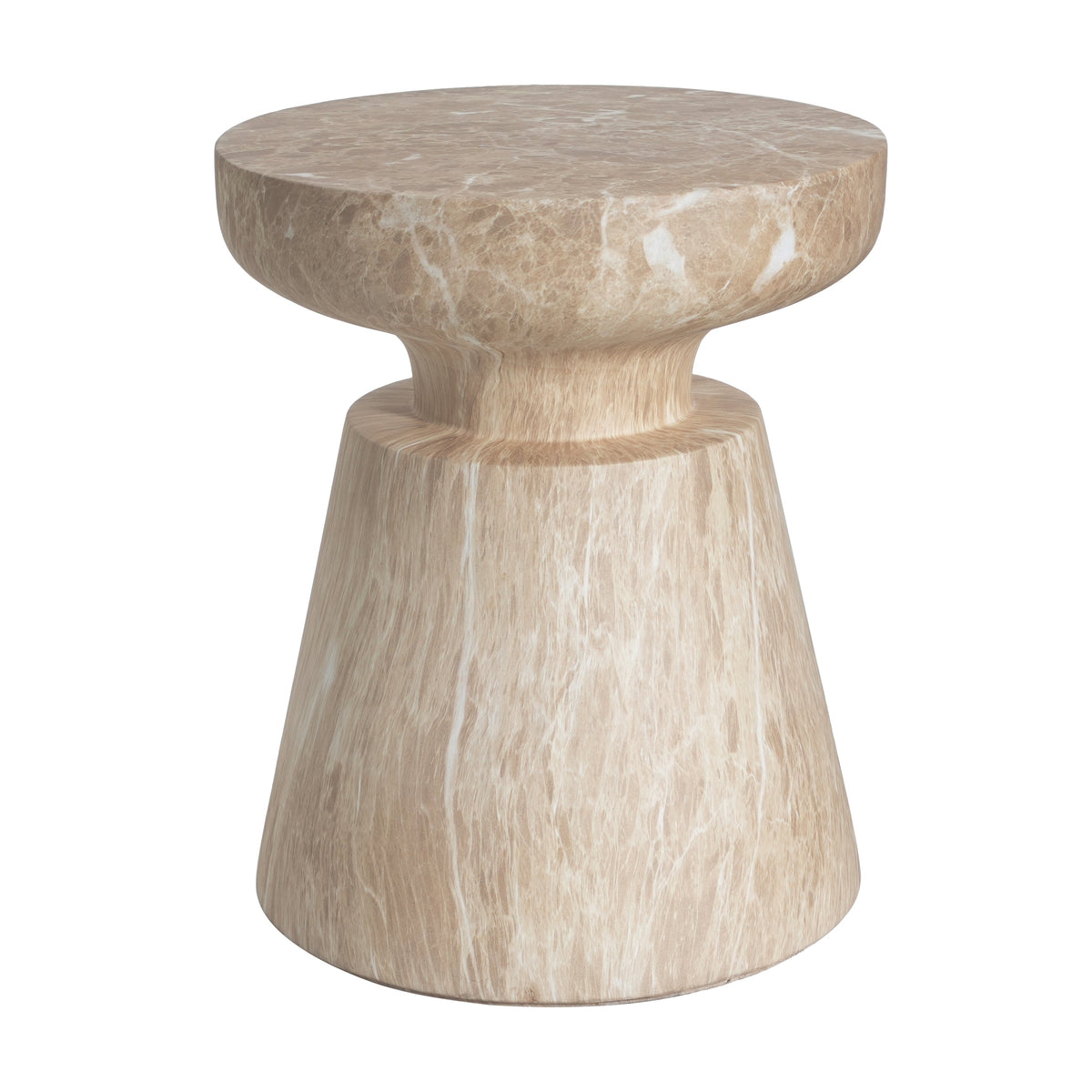 Travertine Outdoor Side Table with Pedestal Base – Gold or White