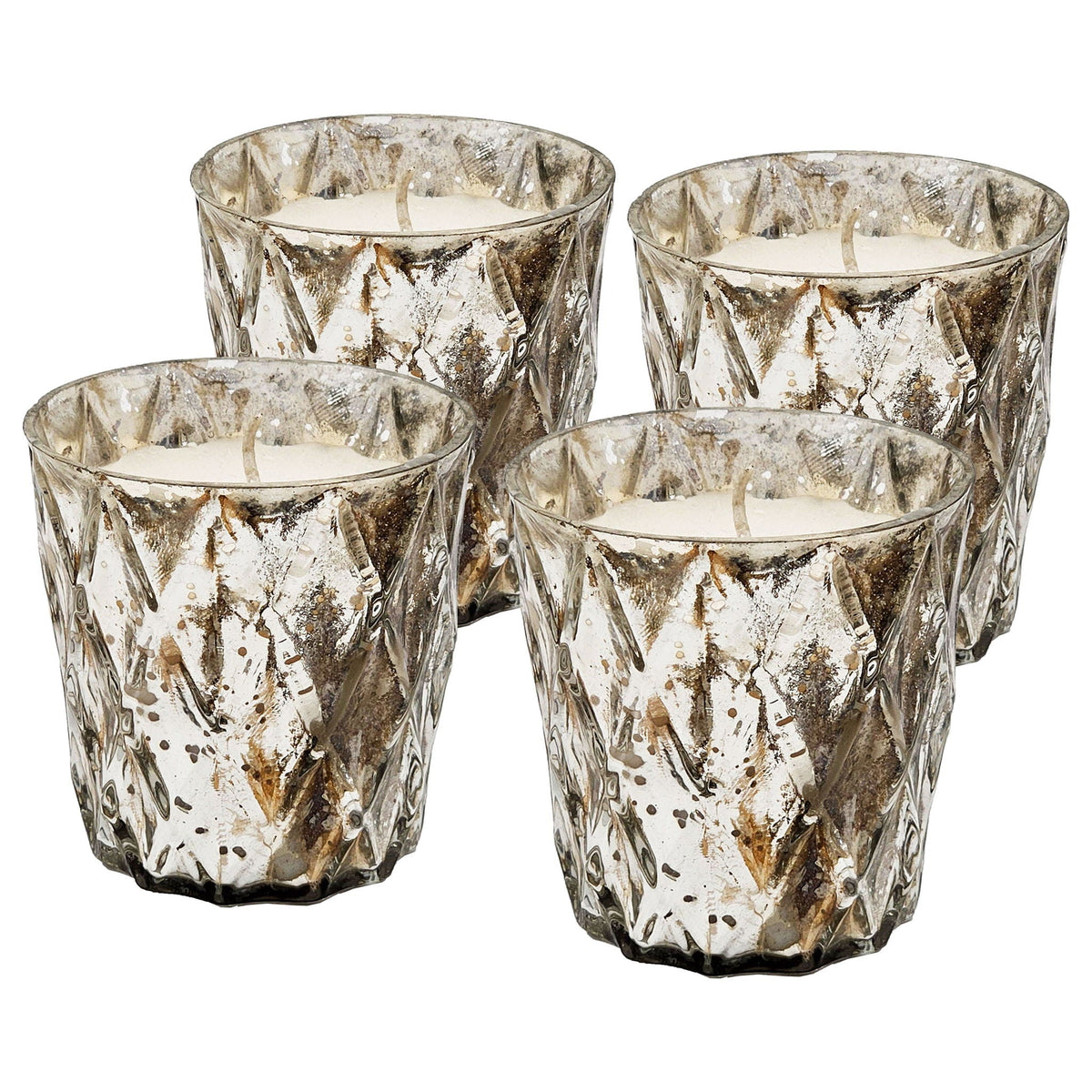 Scented Soy Wax Candle Set of 4 - Silver