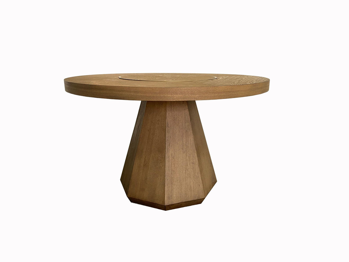 Elegant Round Dining Table with Pedestal Base - Light Brown or Dark Brown