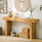 Solid Wood Console Table with Rustic Farmhouse Style – Natural Wood