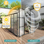 Windproof Greenhouse with Raised Base - Polycarbonate Panels - Black