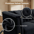 Contemporary Faux Sherpa Sofa with Gold Accents and 2 Pillows - White
