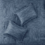 Navy Seersucker Comforter Set with Hypoallergenic Filling - King
