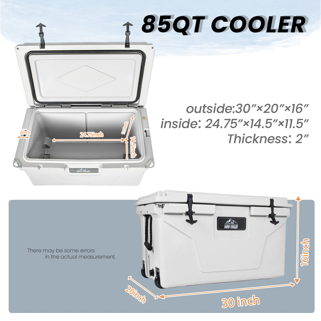 85 Quart Heavy-Duty Cooler with 6–10 Day Ice Retention – White