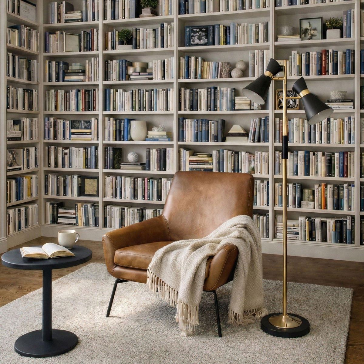Axis - Floor Lamp With 4 Way Switch Double Spots With Base - Black / Gold