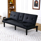 Foldable Sofa Bed with Cup Holder and Solid Wood Frame - Multiple Colors