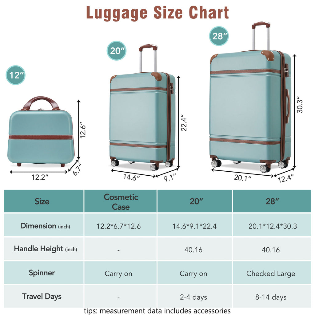 Hardshell Luggage Set 3-Piece Spinner with TSA Lock - Lightweight, Multiple Colors