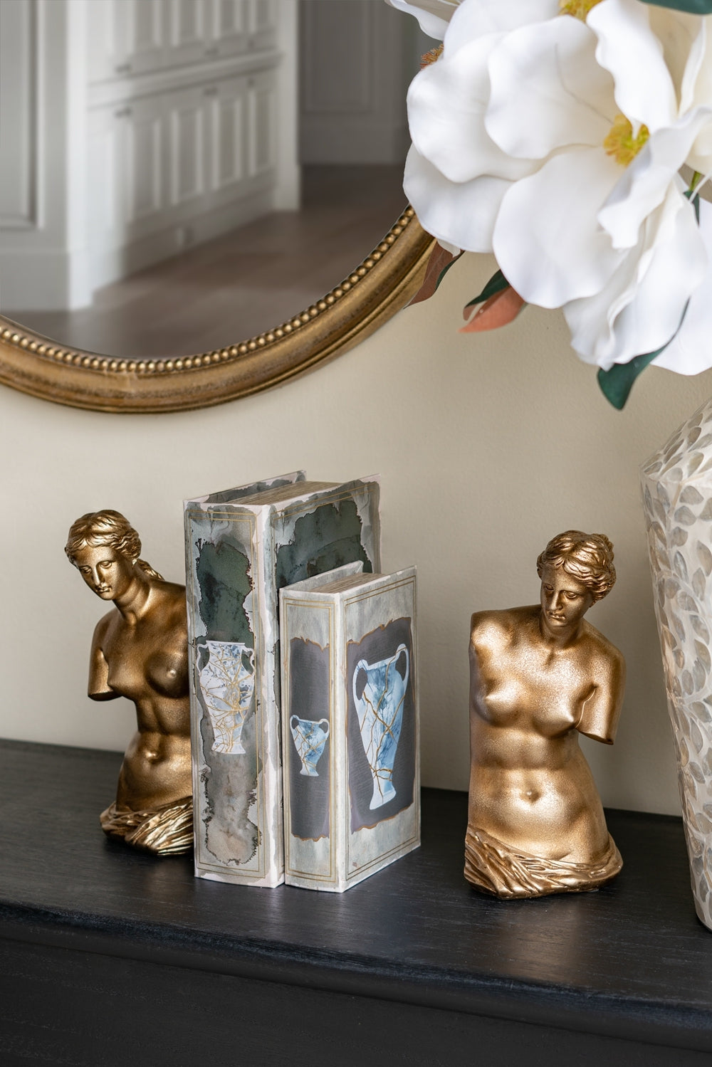 Venus de Milo Bookends with Gold Finish - Set of 2