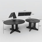 Expandable Oval Farmhouse Dining Table with Removable Leaf and X-Shaped Base - Black