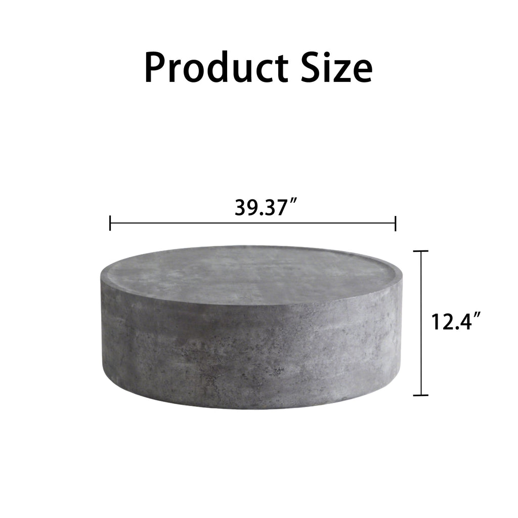 39.37" Round Coffee Table with Faux Concrete Finish