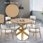 Light Brown 5 Piece Dining Room Set with Round Table and Matching Chairs