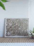 Large Cherry Blossom Canvas Art Print with Gray / White Matte Finish