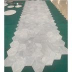 Hexagon Natural Stone Marble Decorative Tile Set with 3D Fluted Texture - Gray or White