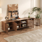 Walnut TV Stand with Closed Storage & Cable Management - Soft-Closing Hinges