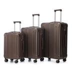 3 Piece ABS Spinner Wheel Luggage Set with Spinner Wheels - Brown