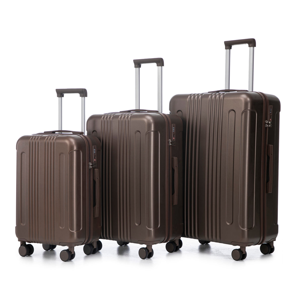 3 Piece ABS Spinner Wheel Luggage Set with Spinner Wheels - Brown