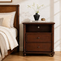 28" Rustic Nightstand with Charging Station - Walnut
