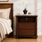 28" Rustic Nightstand with Charging Station - Walnut