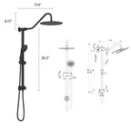 Shower System with 5 Function Rain Hand Shower and Slide Bar Combo - Pearl Silver, Gray, or Black