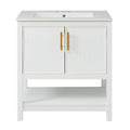 Elegant Bathroom Vanity with Ceramic Sink and Storage - White or Green