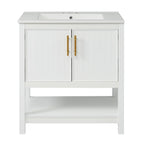 Elegant Bathroom Vanity with Ceramic Sink and Storage - White or Green