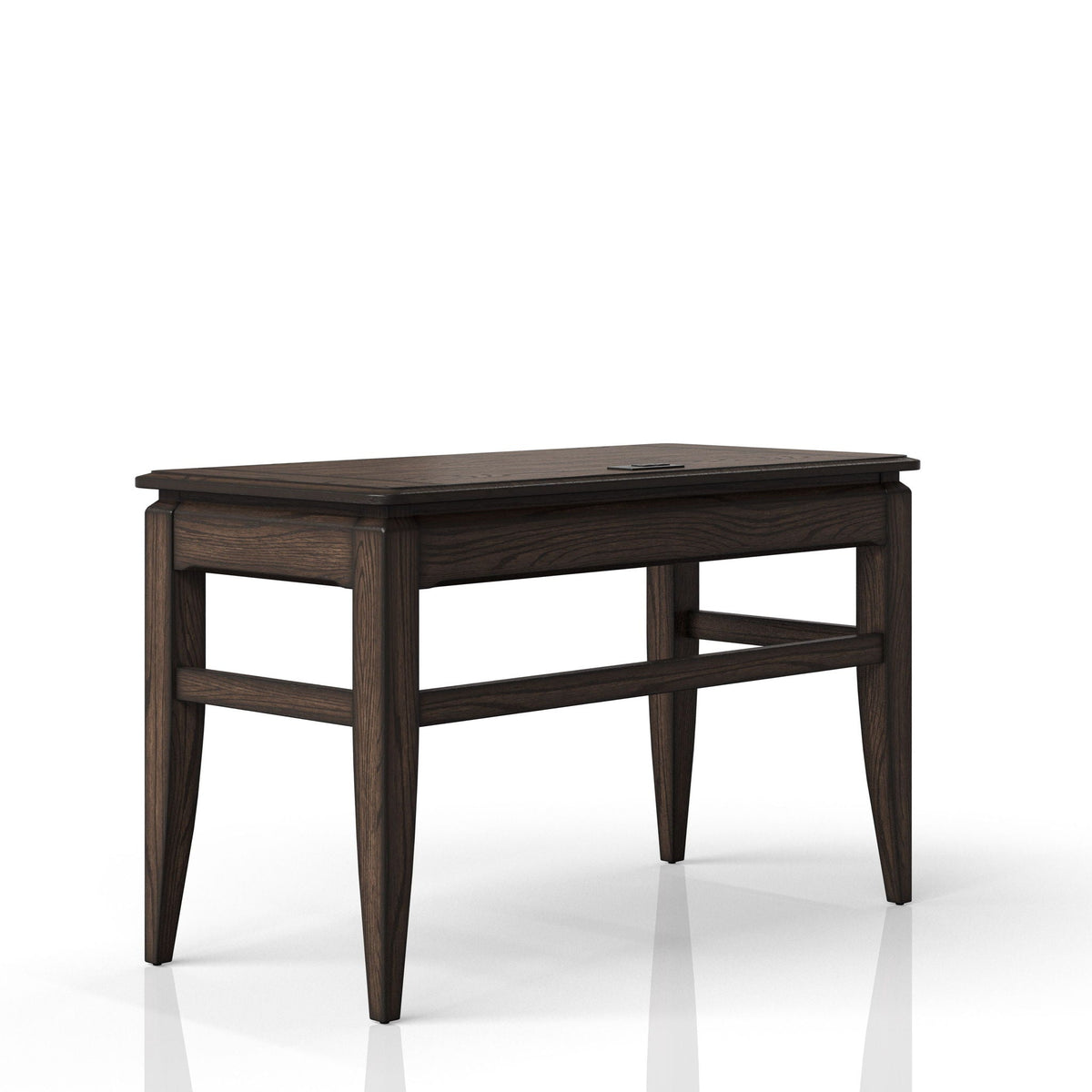 Chocolate Writing Desk with Storage Drawer and Power Access
