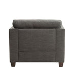 Light Charcoal Arm Chair with 3 Pillows and Nailhead Trim