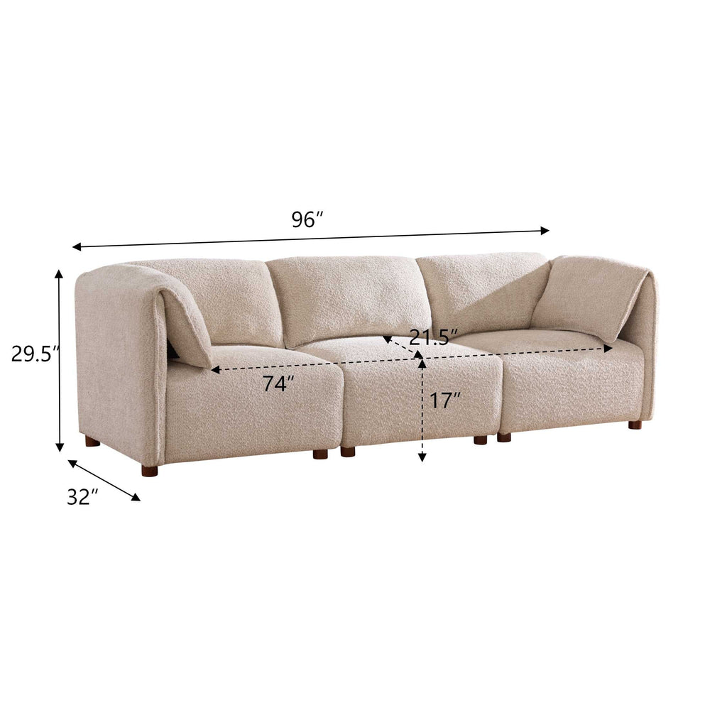 Boucle Modular Sectional Sofa with Plush Comfort - Cream